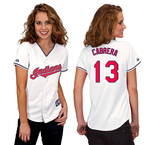 Asdrubal Cabrera #13 mlb Jersey-Cleveland Indians Women's Authentic Home White Cool Base Baseball Jersey
